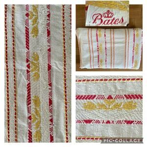 Vintage 50s-60s Bates Woven Cotton Floral Bedspread 90x76 Red Yellow White